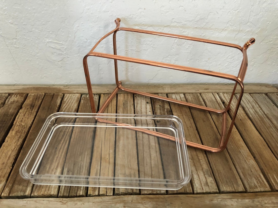 Vintage Rose Gold Two Tiered Metal Stand With Clear Acrylic Etsy