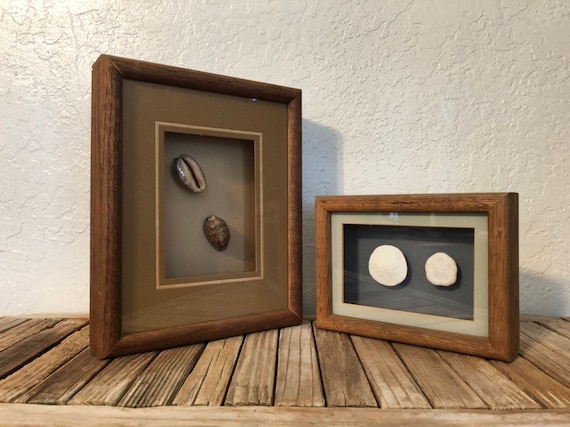 Pair of Vintage Sea Reflections By Ralph Mangubat California Seashell Collage Sandollar Display