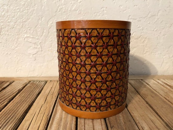 Vintage Woven Basket Vase Office Storage