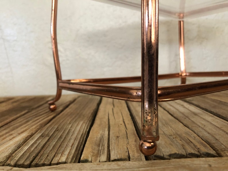 Vintage Rose Gold Two Tiered Metal Stand With Clear Acrylic Etsy