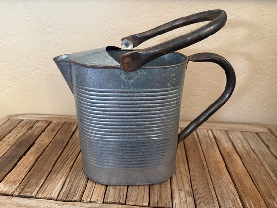 Vintage Silver Metal Industrial Watering Can