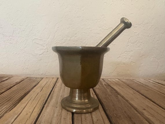 Vintage Solid Brass Mortar Bowl and Pestle