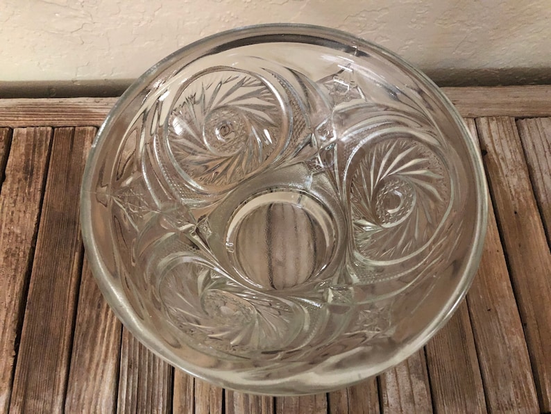 Vintage Cut Glass Pedestal Serving Bowl Etsy