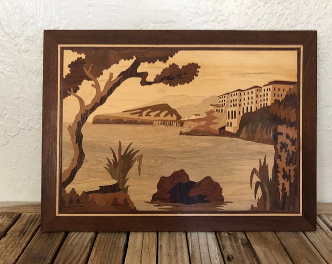 Vintage Marquetry Inlaid Wood Wall Art Etsy