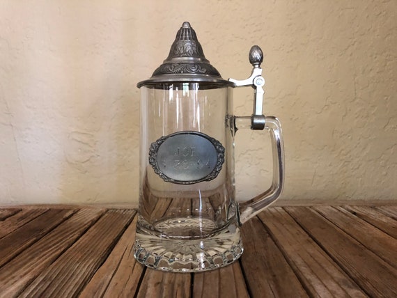 Vintage Domex Monogrammed Crystal Pressed Metal Stein