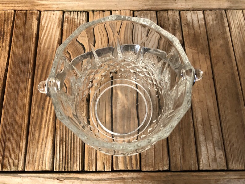 Vintage Glass Ice Bucket With Silver Handle Etsy