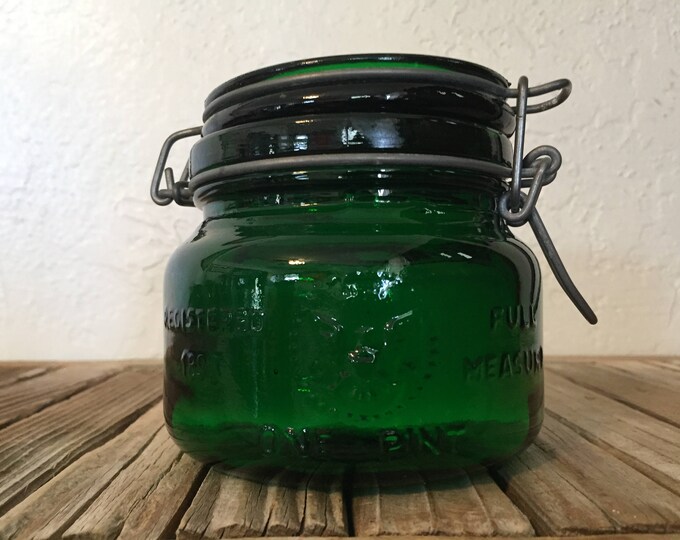 Vintage Green Glass Jar Made in Italy One Pint Etsy