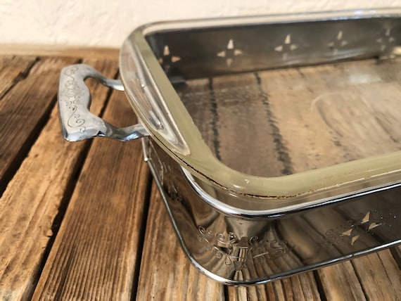 Vintage Maid of Honor Glass Dish with Pressed Silver Metal Casserole Holder