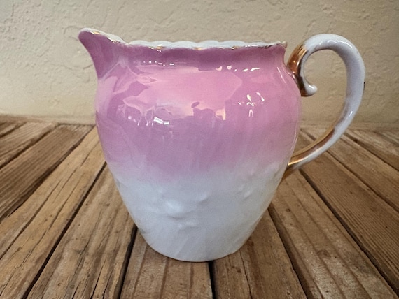 Vintage Pink Iridescent Pink White Gold Lustreware Creamer