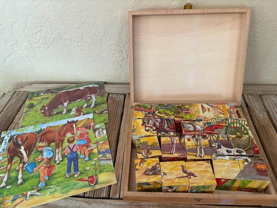 Vintage Primitive German Eichhorenchen Immer Dabei German Animal Blocks Puzzle