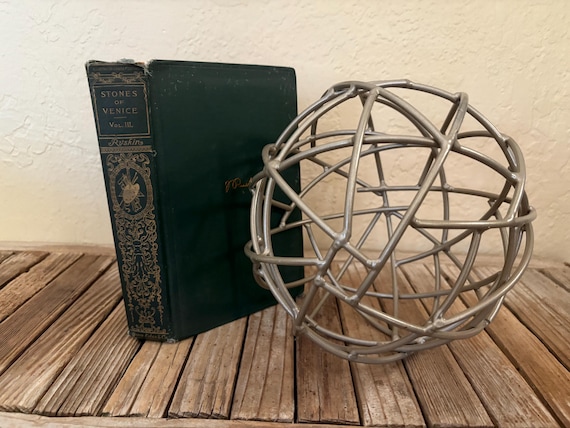Vintage Silver Metal Circular Statue Bookend