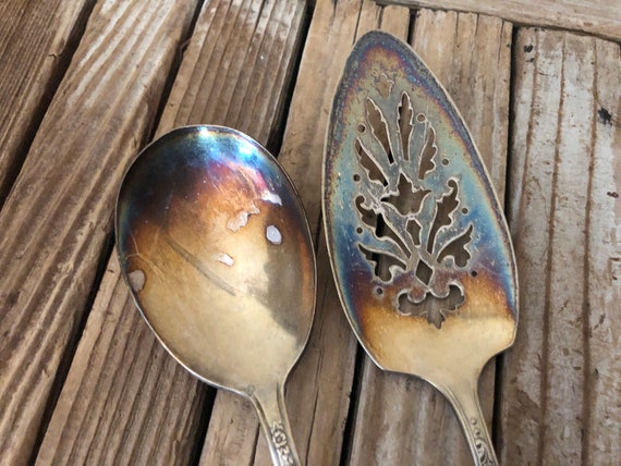Vintage Set of Silver Serving Pieces Tudor Plate Oneida Community Pie Server WM Rogers Serving Spoon