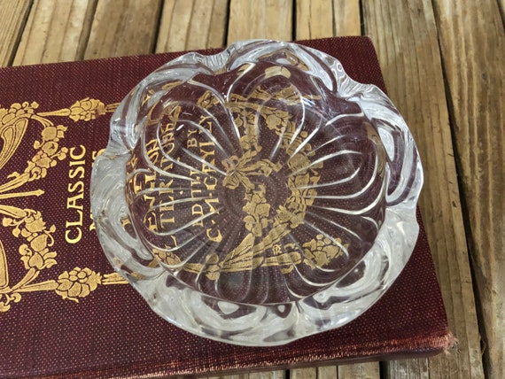 Vintage Heavy Art Nouveau Cut Glass Ashtray