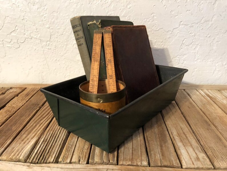 Industrial Green Metal Loaf Pan Industrial Bin