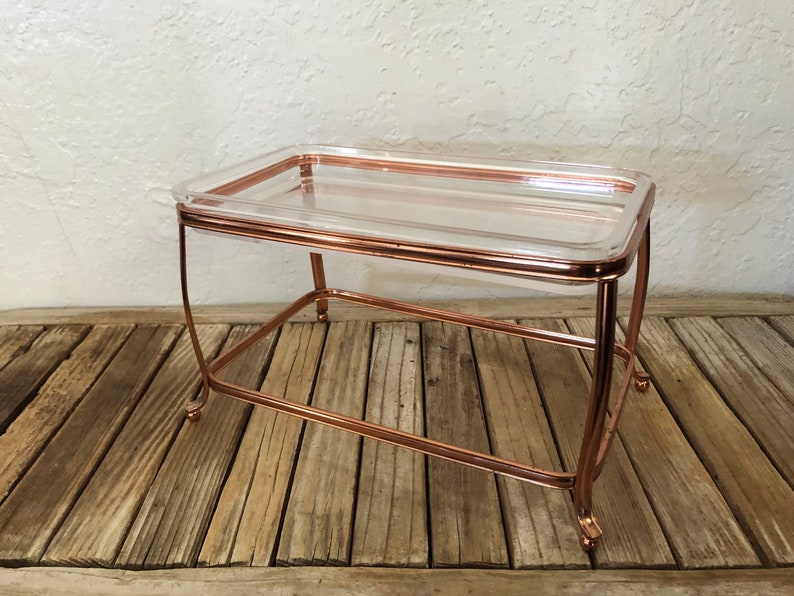 Vintage Rose Gold Two Tiered Metal Stand With Clear Acrylic Etsy