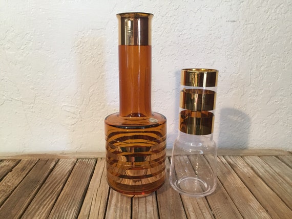 Pair of Mid Century Bottles Gold and Brown