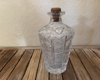 Vintage Cut Pressed Glass Decanter Canister Cut Glass Decanter