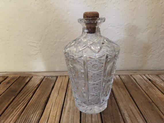 Vintage Cut Pressed Glass Decanter Canister Cut Glass Decanter