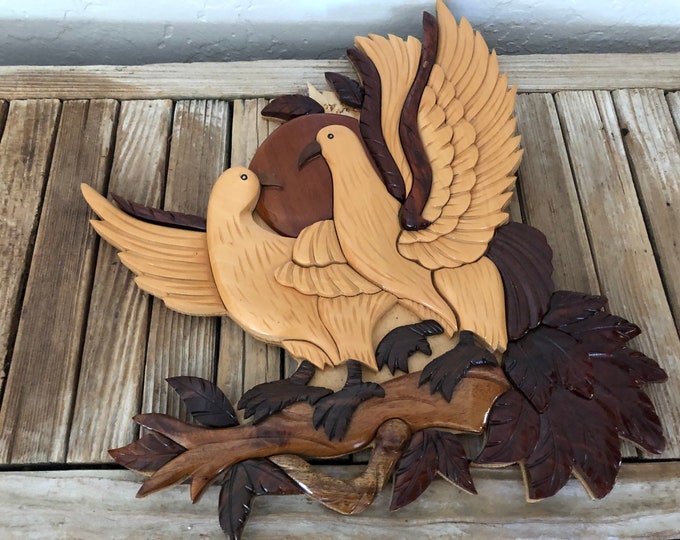 Vintage Wood Bird Wall Art Wood Dove Etsy