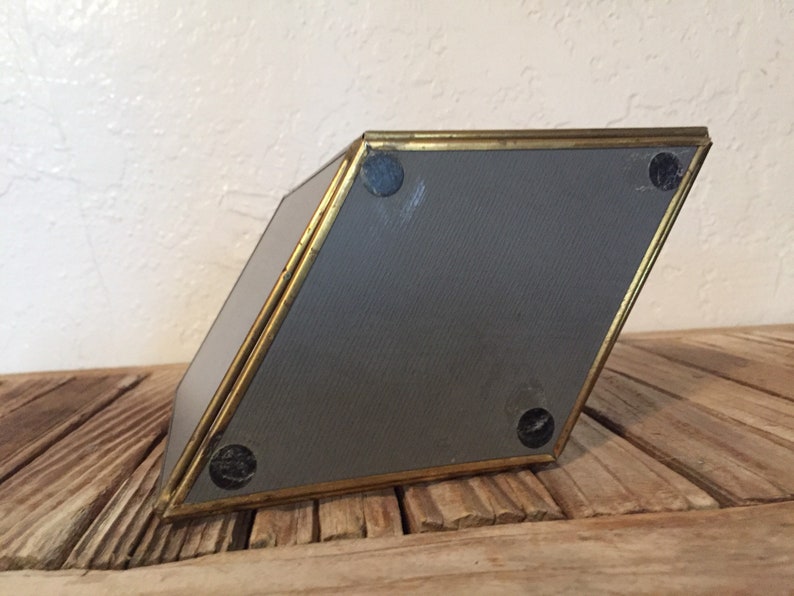 Vintage Brass and Glass Mirror Display Case In A Diamond Shape Etsy