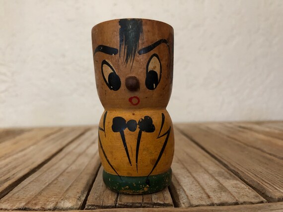 Vintage Hand Painted Wood Egg Stand