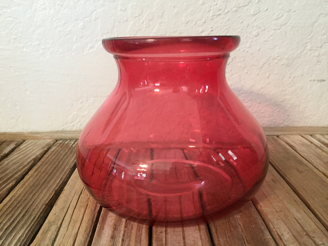 Vintage Bright Pink Glass Jar Vase Etsy