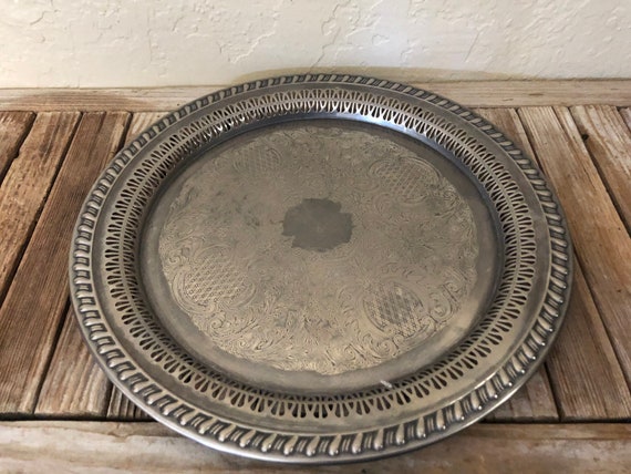 Vintage Ornate Italian Silver Plate Tray