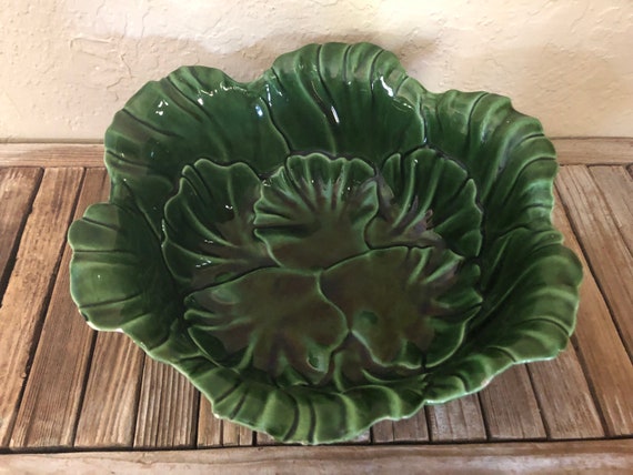 Vintage Cemar Green Cabbage Ware Bowl