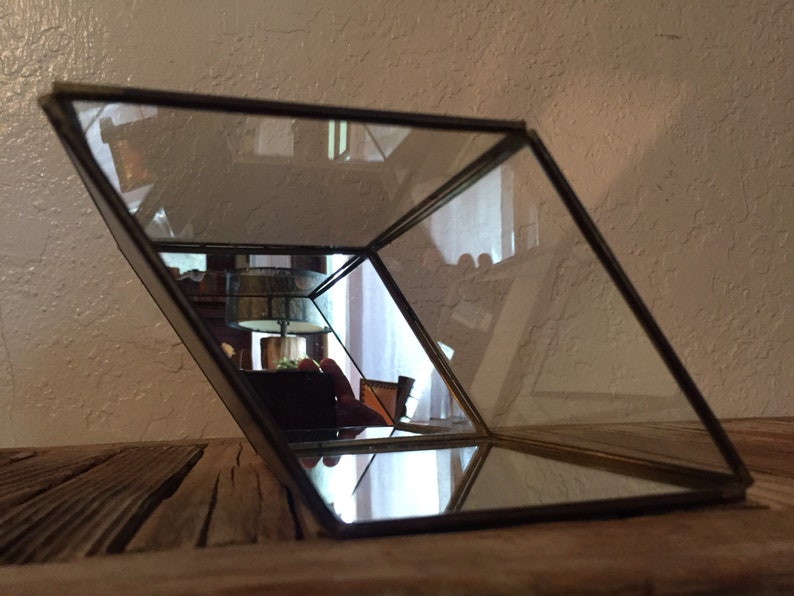 Vintage Brass and Glass Mirror Display Case In A Diamond Shape Etsy