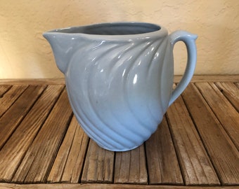 Vintage Blue Pottery Art Deco Pitcher