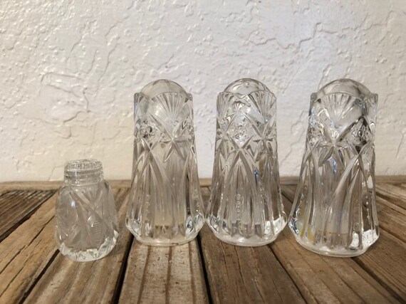Vintage Set of 4 Cut Glass Salt and Pepper Shakers Pair of Shakers