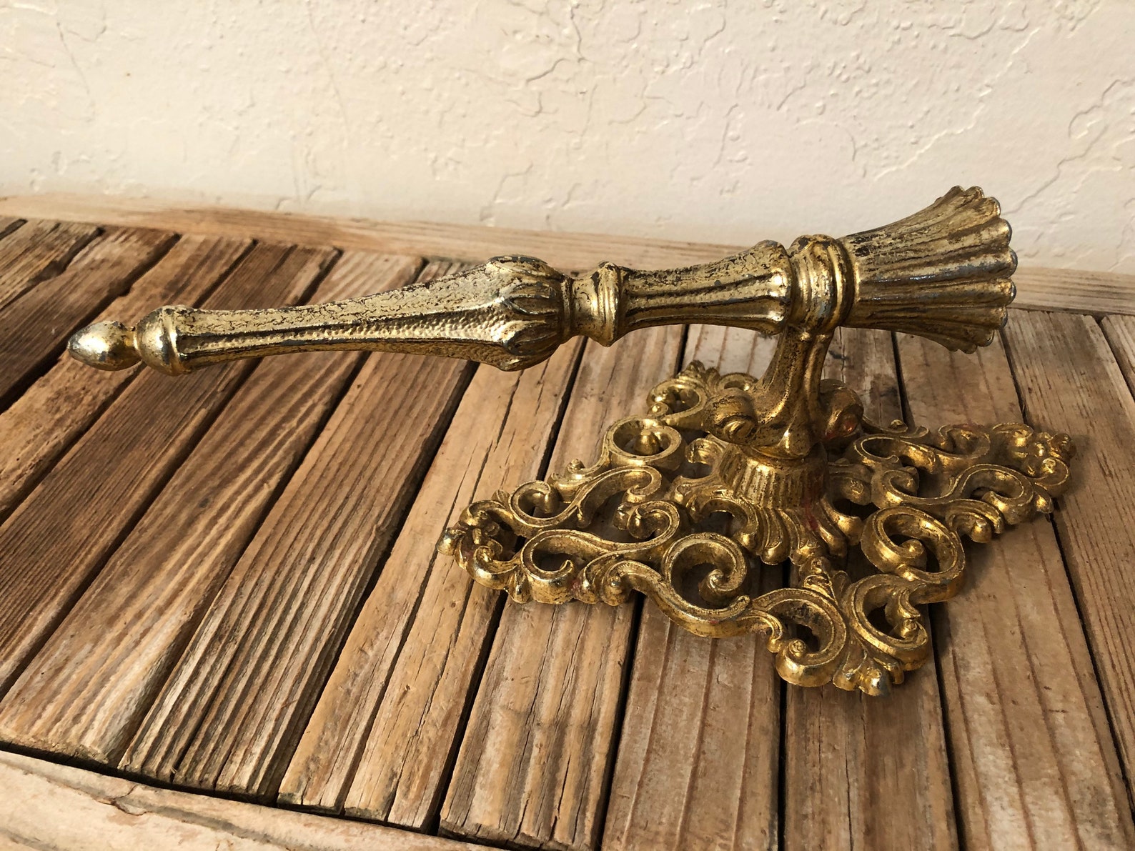 Vintage Solid Gold Metal Candle Wall Sconce Etsy