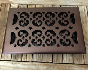 Vintage Bronze Metal Architectural Silver Metal Floor Register Grate