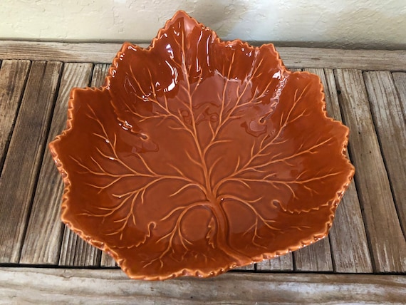 Vintage Olfaire Orange Cabbage Ware Bowl Made In Portugal 4690