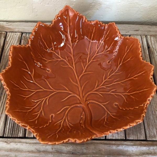 Vintage Olfaire Orange Cabbage Ware Bowl Made In Portugal 4690