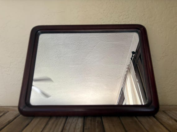 Vintage Dark Wood Tabletop Mirror