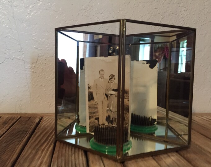 Vintage Brass and Glass Mirror Display Case in A Diamond Shape Etsy