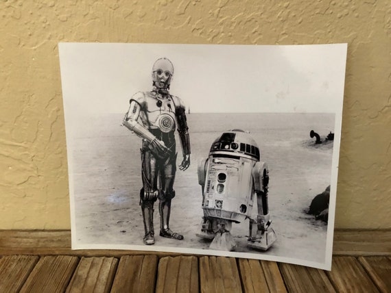 Vintage Black and White R2D2 C-3poStill Photograph