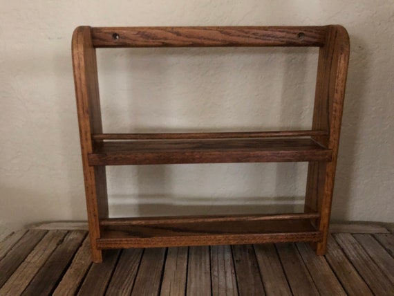 Vintage Wood Oak Spice Shelf Wood Bathroom Shelf