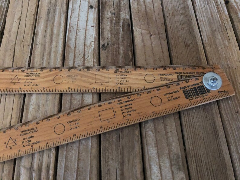 Vintage Spanish Arly Hencho De Mexico Folding Wood Ruler Etsy