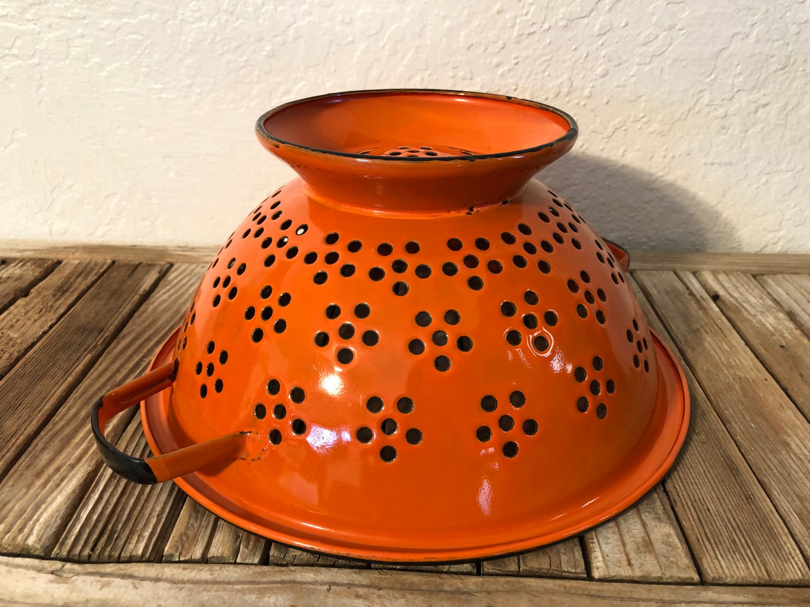 Vintage Bright Orange and Black Japanese Metal Flower Colander Etsy