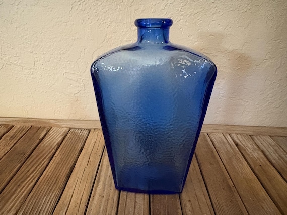 Vintage Blue Textured Canada Art Deco Bottle