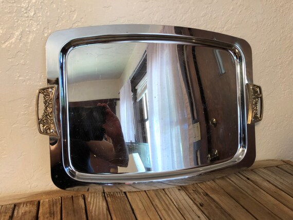 Mid Century Silver and Gold Kromex Large Tray