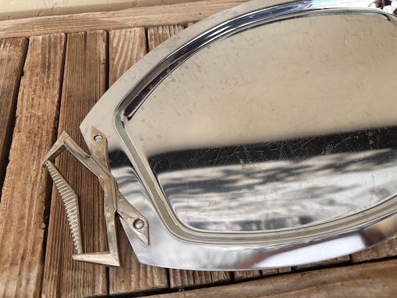 Mid Century Silver and Gold Large Tray