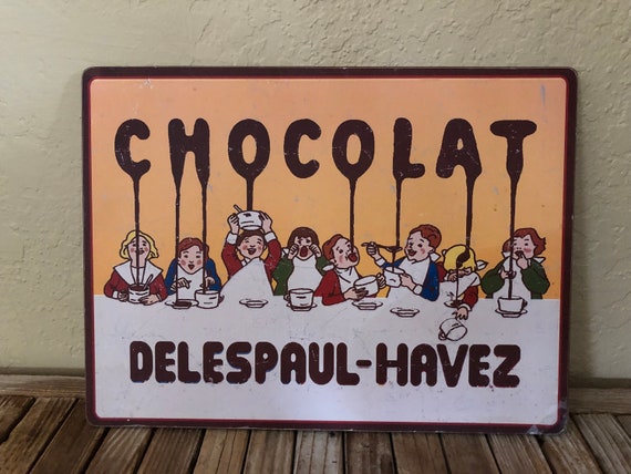 Vintage Yellow and Brown Chocolat Delespaul - Havez