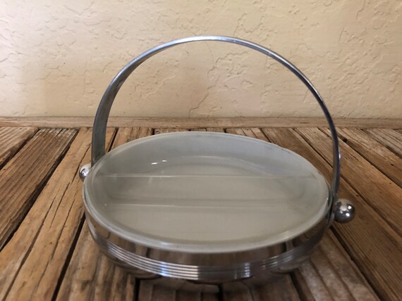 Vintage Art Deco Chase Silver and Glass Serving Dish