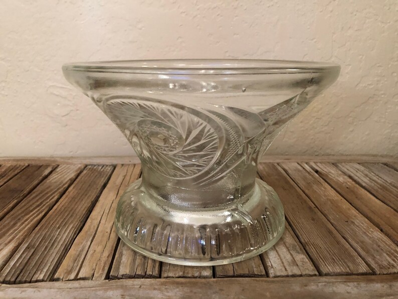 Vintage Cut Glass Pedestal Serving Bowl Etsy