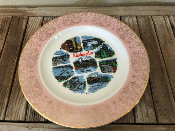 Vintage Pink and Gold Washington Plate