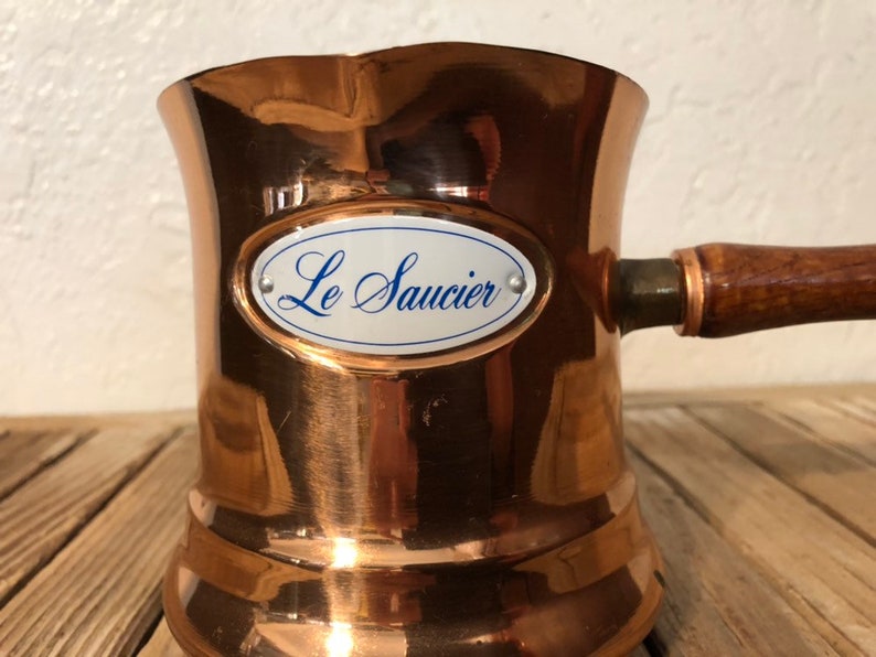 Vintage Copper and Wood Le Saucier Sauce Butter Warmer Etsy