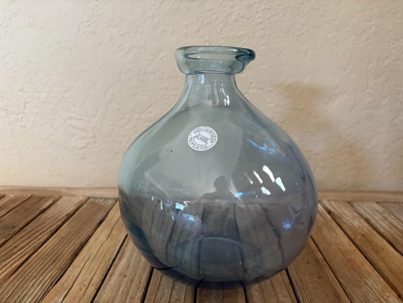 Vintage Spanish Blue Glass Mini Demijohn Bottle
